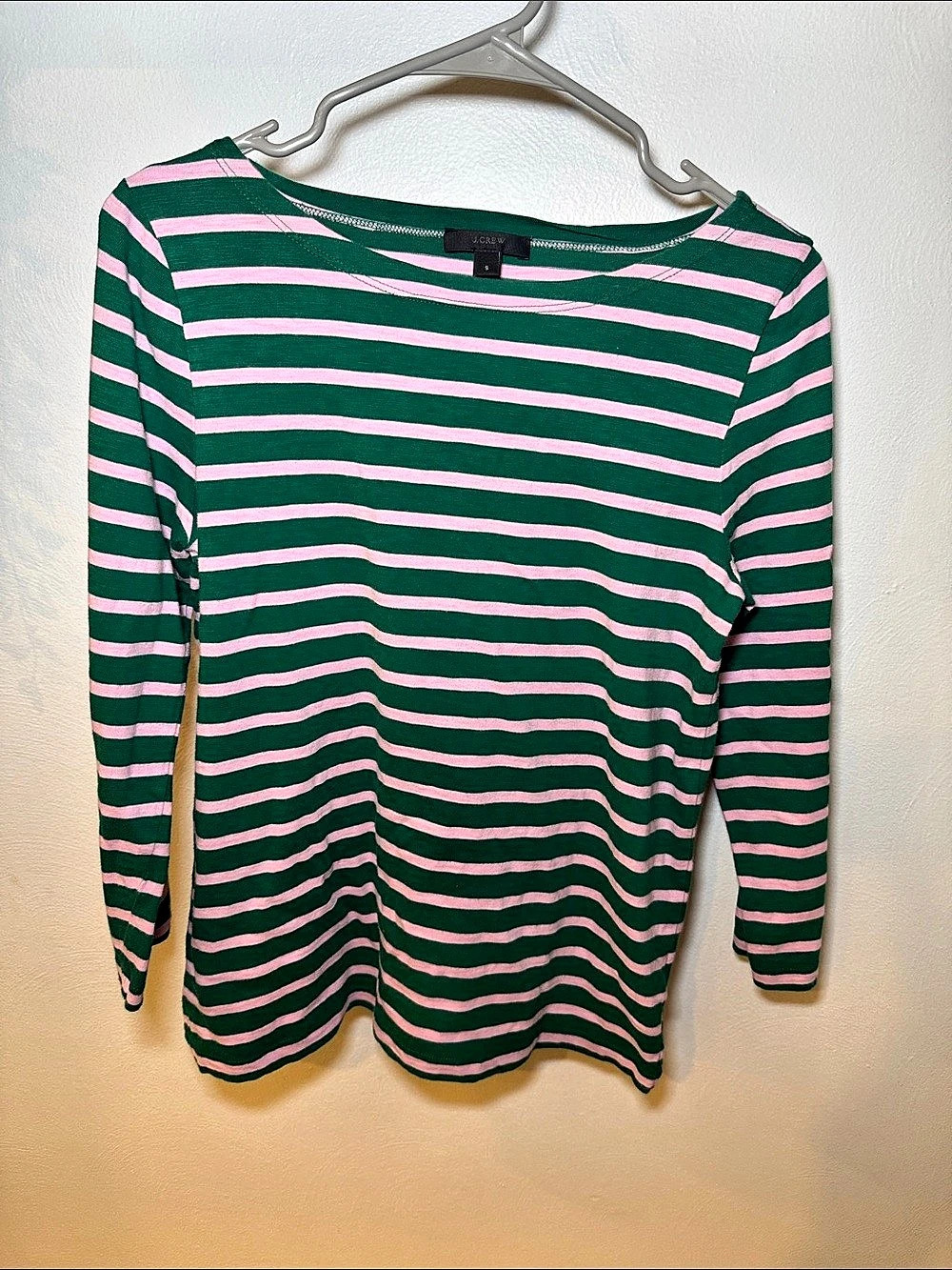 J.Crew Long-Sleeve Striped Boatneck T-Shirt Striped Cotton Long Sleeve in Green